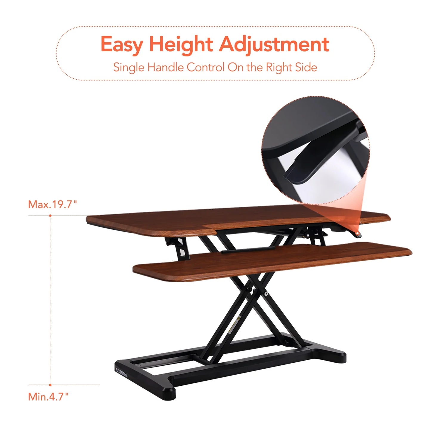 Home Office Height Adjustable Standing Desk Converter Mahogany 28" U-Shape with Keyboard Tray