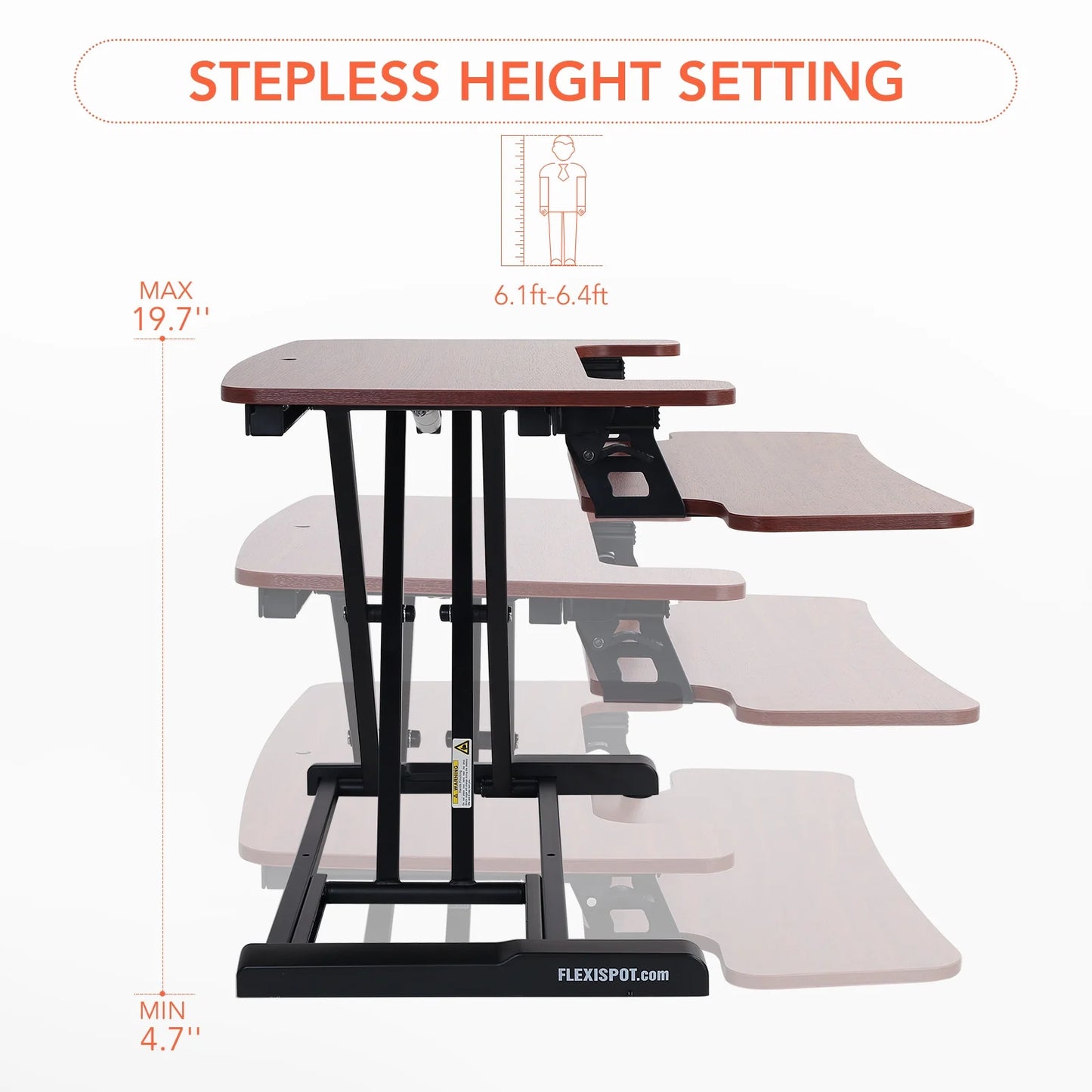 Home Office Height Adjustable Standing Desk Converter Mahogany 28" U-Shape with Keyboard Tray